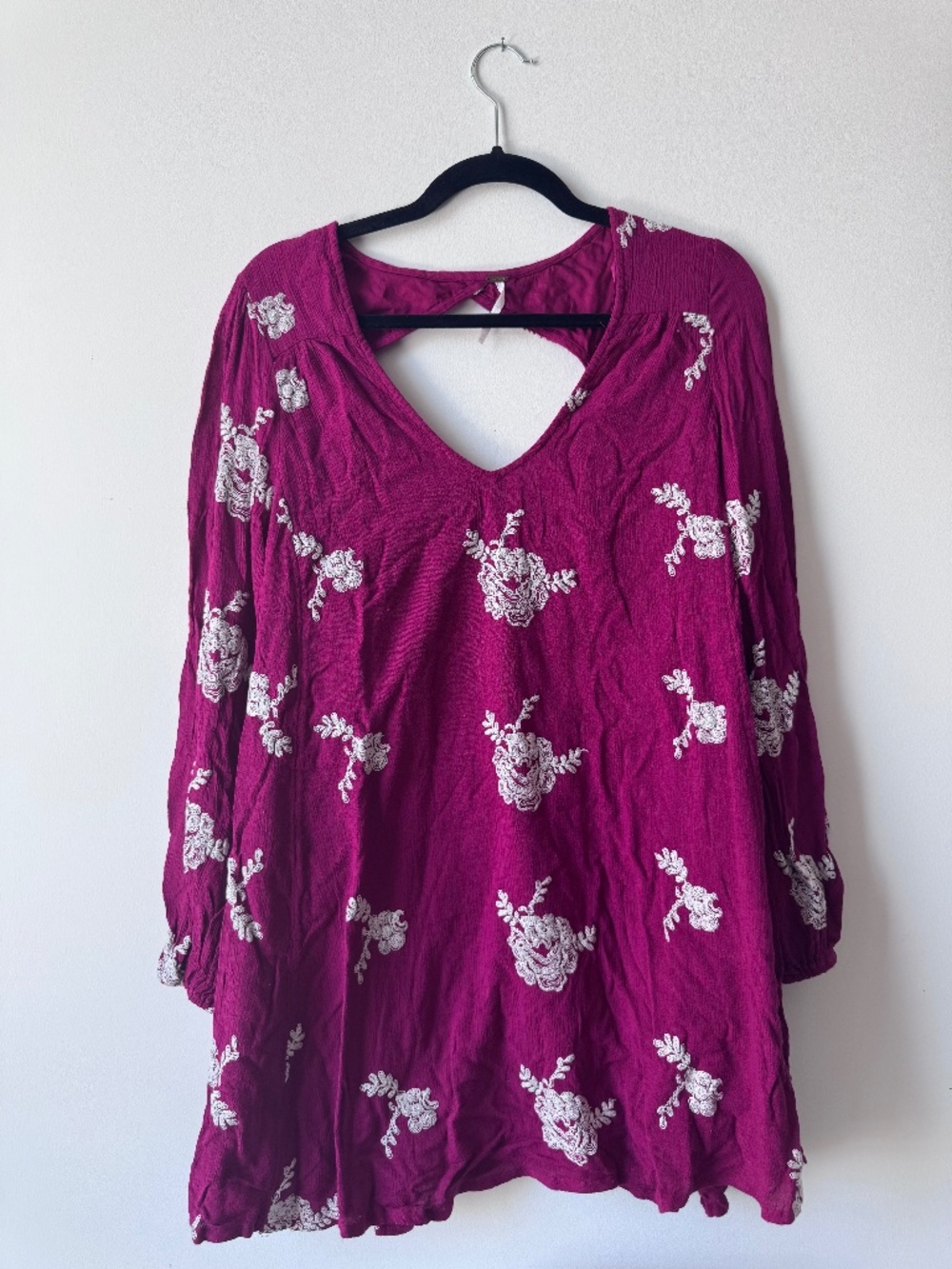 FREE PEOPLE Embroidered Austin Emma Boho Minidress Purple